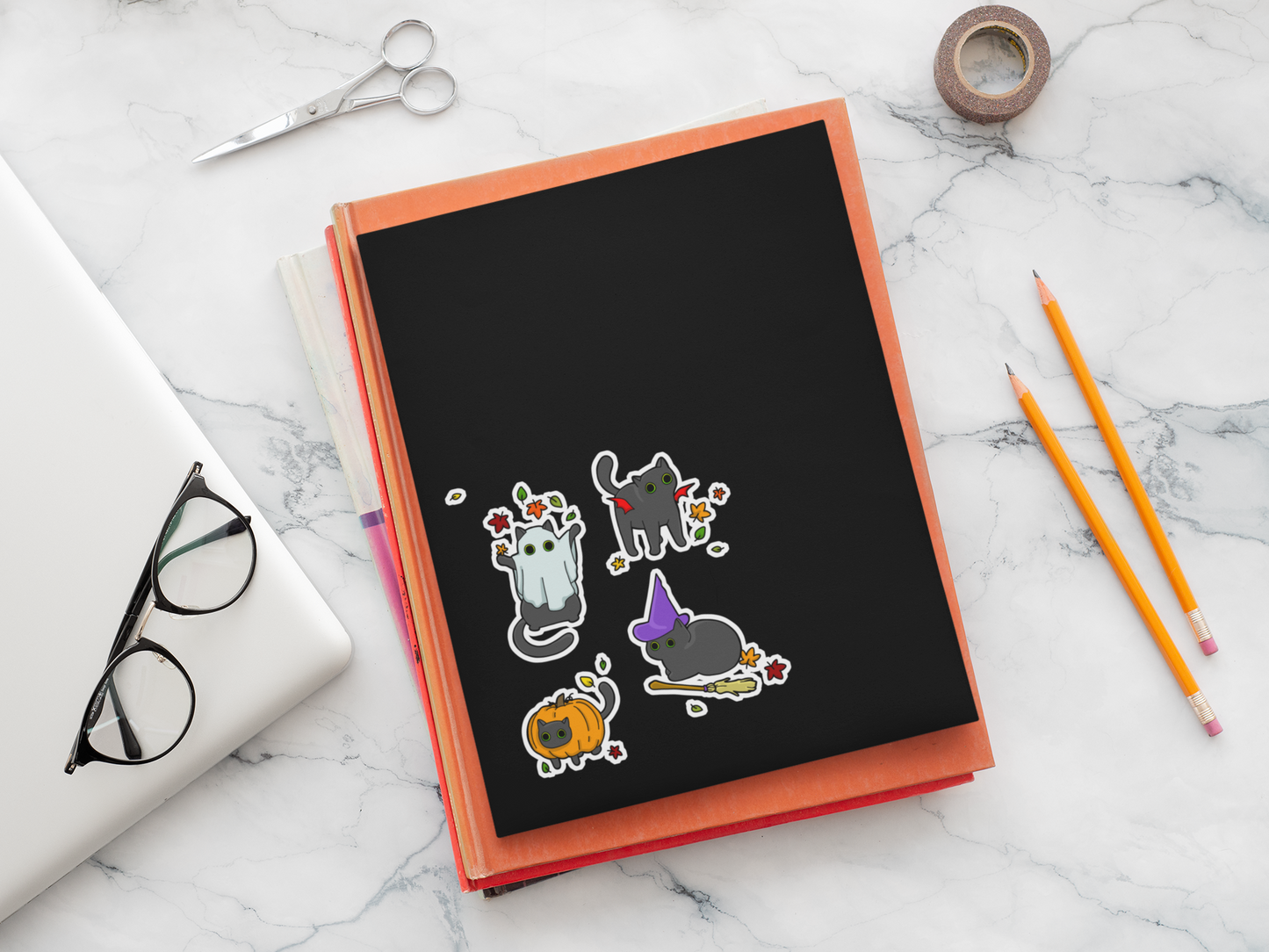 Vinyl Sticker Sheet - Halloween Cats